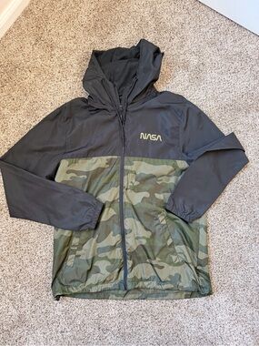 NASA Women's Black & Olive Camo Windbreaker Jacket